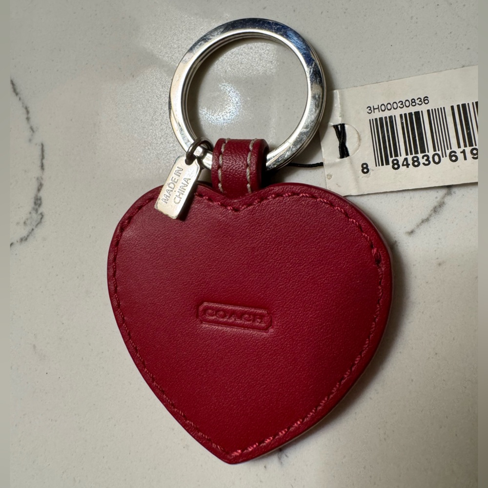RARE Coach Red Heart shaped leather picture frame Keychain/bag charm - Picture 6 of 9